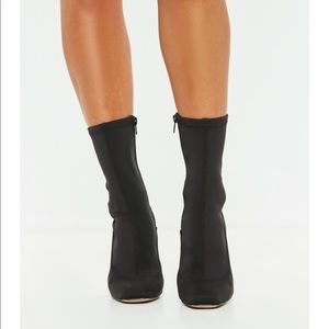 Black illusion heel sock boots